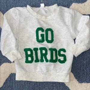 Gray Sweatshirt with Green 'Go Birds' Text